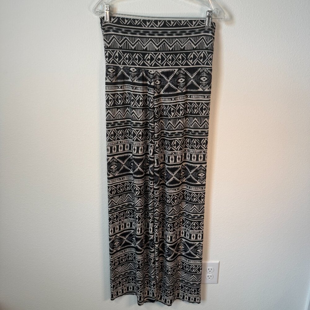 Superline‎ Tan/BLack Wide Leg Tribal Aztec Design Palazzo Pants Medium